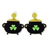Saint Patrick's Day Sparkling Acrylic Dangle Stud Earrings LS-EJEW-P243-A01-1