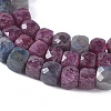 Natural Red Corundum/Ruby and Sapphire Beads Strands G-L537-028-2