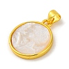 Natural White Shell Carved Cameo Lady Pendants KK-D537-01G-02-2