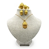 Hexagon Alloy Pendant Necklaces & Hoop Earrings & Cuff Bangles & Rings for Women FS-WG5B3B6-01-5