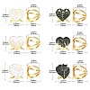 12Pcs 6 Styles Heart Golden Alloy Enamel Scarf Buckle Ring AJEW-CJ0001-34-2
