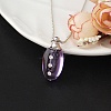 Medium Purple Glass Bottle with Iron Ball Chain Pendant Necklaces PW-WGF3857-17-1