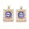 Brass Micro Pave Clear Cubic Zirconia Pendants for Women KK-T070-91A-09-1