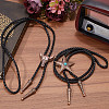 2Pcs 2 Styles Adjustable Vintage PU Leather Bolo Tie NJEW-GF0001-13R-4