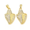 Brass Micro Pave Clear Cubic Zirconia Pendants KK-B139-06G-1