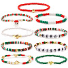 9Pcs Christmas Acrylic & Polymer Clay & Glass Beads Stretch Bracelets QX4351-7-5