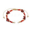 Natural Red Jasper Chips & Handmade Seed Beads Braided Bracelet Making AJEW-MZ00004-01-1