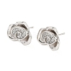Rose Flower Brass Micro Pave Cubic Zirconia Stud Earrings EJEW-G452-08P-02-4