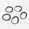 Natural & Synthetic Mixed Stone & Lava Rock Stretch Bracelets BJEW-JB03072-1