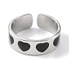 Heart 304 Stainless Steel Enamel Open Cuff Rings for Women RJEW-F166-28P-01-2