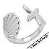 Simple Stainless Steel Starfish Shell Open Cuff Rings for Women NZ3094-1-1