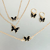 Butterfly Alloy Rhinestone & Enamel Pendant Necklace & Bracelets & Earring & Rings Sets for Children FS-WGE37FF-11-1