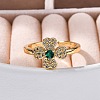 Rack Plating Brass Micro Pave Cubic Zirconia Cuff Finger Rings for Women RJEW-M028-96B-G-1