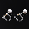 Resin Clip-on Earring Converter with ABS Plastic Imitation Pearl Beaded STAS-T064-02G-4