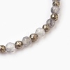 Natural Cloud Quartz & Pyrite Beads Stretch Bracelets X-BJEW-JB03884-2