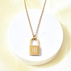 304 Stainless Steel Rolo Chain Pendant Necklaces NJEW-S444-01G-13-5