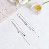 Anti-Tarnish Rhodium Plated 925 Sterling Silver Leaf with Chain Tassel Dangle Earrings JE1042A-5