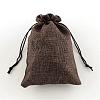 Polyester Imitation Burlap Packing Pouches Drawstring Bags ABAG-R004-14x10cm-10-1