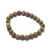 Natural Unakite Bead Stretch Bracelets BJEW-K212-A-006-2