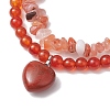 2pcs 2 Styles 6mm Round & Chip Natural Red Agate Beaded Stretch Bracelet Sets BJEW-TA00517-01-3