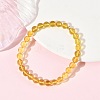 6MM Natural Amber Beaded Stretch Bracelets for Women BJEW-JB14240-01-1