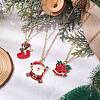 3Pcs 3 Styles Christmas Bell Socking Santa Claus Alloy Enamel Pendant Necklaces for Women NJEW-JN05130-01-1