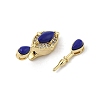 Brass Micro Pave Cubic Zirconia & Optimized Lapis Box Clasps KK-P291-47G-2