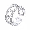 Non-Tarnish 304 Stainless Steel Heart Wrap Open Cuff Ring RJEW-T023-48P-3