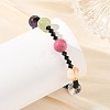 Round Natural Mixed Stone and Black Bicone Glass Beaded Bracelets for Women BJEW-TA00752-1