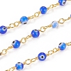 3.28 Feet Handmade Evil Eye Lampwork Round Beaded Chains X-CHC-G009-A-G05-2