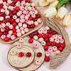 250Pcs 5  Colors Spray Painted Round Natural Schima Wood Beads WOOD-PA0001-73A-4