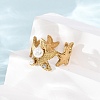 304 Stainless Steel Cubic Zirconia with Plastic Pearls Cuff Open Rings for Women CU-CBAA1FE-01G-1