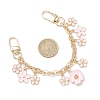 Alloy Pink Enamel Flower Pendant Cable Chain Purse Decorative Chains AJEW-BA00148-01-3