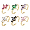 Brass Micro Pave Cubic Zirconia Cuff Open Rings for Women RJEW-L343-14G-2