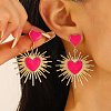 Iron Enemal Heart Pendant Stud Earrings PW-WG8016D-02-2