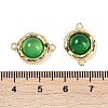 Brass Pave Natural Green Onyx Agate(Dyed & Heated) Flat Round Links Connector Charms KK-U043-45G-A-3