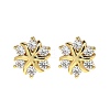 Flower Brass Micro Pave Clear Cubic Zirconin Stud Earrings EJEW-D318-10G-4
