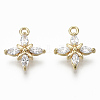 Brass Micro Pave Clear Cubic Zirconia Charms KK-S348-552-NF-1