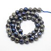 Electroplate Natural Labradorite Round Bead Strands G-L377-36-6mm-2