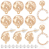 BENECREAT 12Pcs Brass Half Round Stud Earrings Findings KK-BC0011-27-1