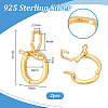 2Pcs Rhodium Plated 925 Sterling Silver Twister Clasps STER-PH0004-51G-2