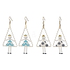 2Pair Girl with Triangle Brass Glass Seed Beads Dangle Earrings EJEW-MZ00453-2