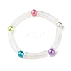 Acrylic Curved Tube & Round Chunky Stretch Bracelet for Women BJEW-JB08282-4