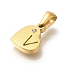 304 Stainless Steel Heart Pendants with Rhinestone STAS-Z103-01G-22-2