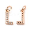 Brass Micro Pave Grade AAA Cubic Zirconia Charms ZIRC-P067-11RG-L-NR-2