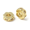 Flat Round Brass Micro Pave Clear Cubic Zirconia Beads KK-K293-61G-1