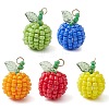 5Pcs 5 Colors Handmade Seed Beads Pendants PALLOY-TA00159-1