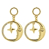 Moon Brass Clear Cubic Zirconia Dangle Stud Earrings EJEW-Q390-04G-1