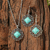 Bohemian Style Alloy & Synthetic Turquoise Pendant Necklaces & Dangle Earrings Sets WG2E1B4-09-1