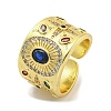 Fashion Brass Micro Pave Colorful Cubic Zirconia Cuff Rings RJEW-L113-010G-1